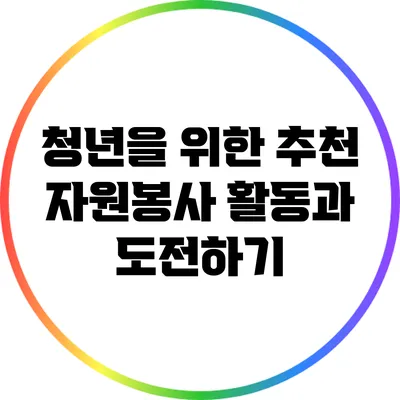 청년을 위한 추천 자원봉사 활동과 도전하기
