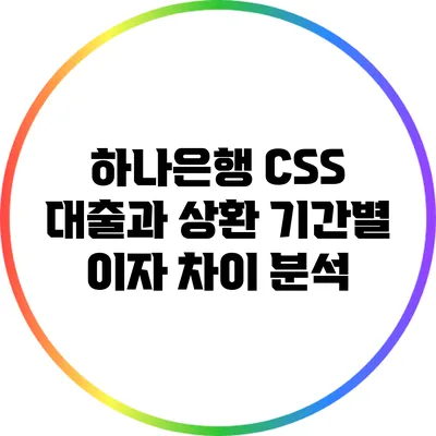 하나은행 CSS 대출과 상환 기간별 이자 차이 분석