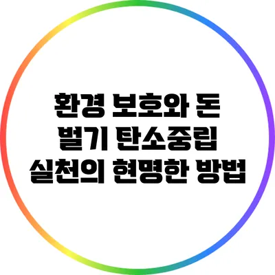 환경 보호와 돈 벌기: 탄소중립 실천의 현명한 방법