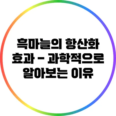 흑마늘의 항산화 효과 – 과학적으로 알아보는 이유