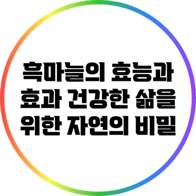흑마늘의 효능과 효과: 건강한 삶을 위한 자연의 비밀