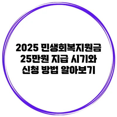 2025 민생회복지원금 25만원 지급: 시기와 신청 방법 알아보기