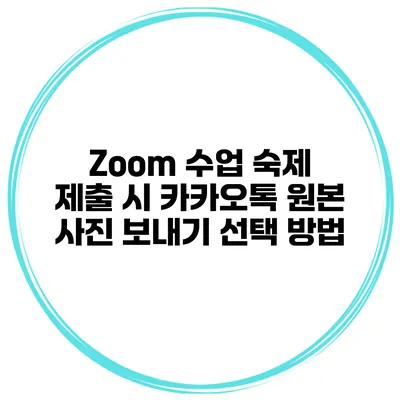 Zoom 수업 숙제 제출 시 카카오톡 원본 사진 보내기 선택 방법