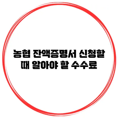 농협 잔액증명서 신청할 때 알아야 할 수수료