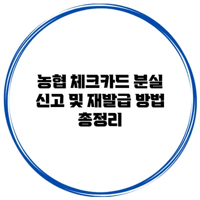 농협 체크카드 분실 신고 및 재발급 방법 총정리