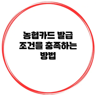 농협카드 발급 조건을 충족하는 방법