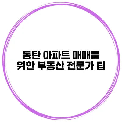 동탄 아파트 매매를 위한 부동산 전문가 팁