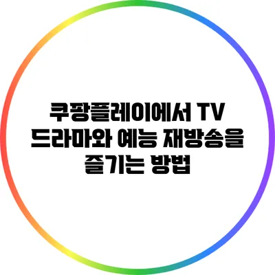 쿠팡플레이에서 TV 드라마와 예능 재방송을 즐기는 방법