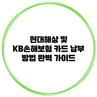 현대해상 및 KB손해보험 카드 납부 방법 완벽 가이드