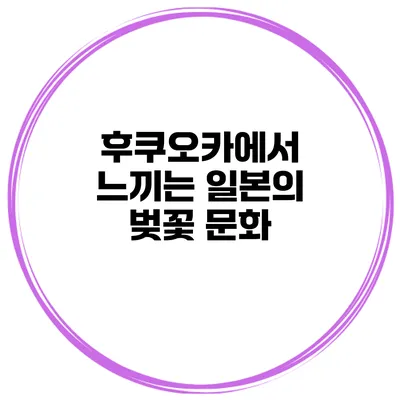 후쿠오카에서 느끼는 일본의 벚꽃 문화