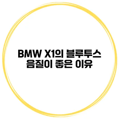 BMW X1의 블루투스 음질이 좋은 이유
