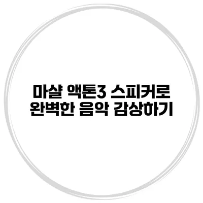 마샬 액톤3 스피커로 완벽한 음악 감상하기