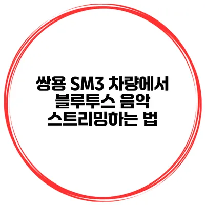 쌍용 SM3 차량에서 블루투스 음악 스트리밍하는 법